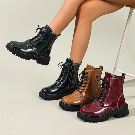 Women's Square Heel Chunky Ankle Boots – Tessalane