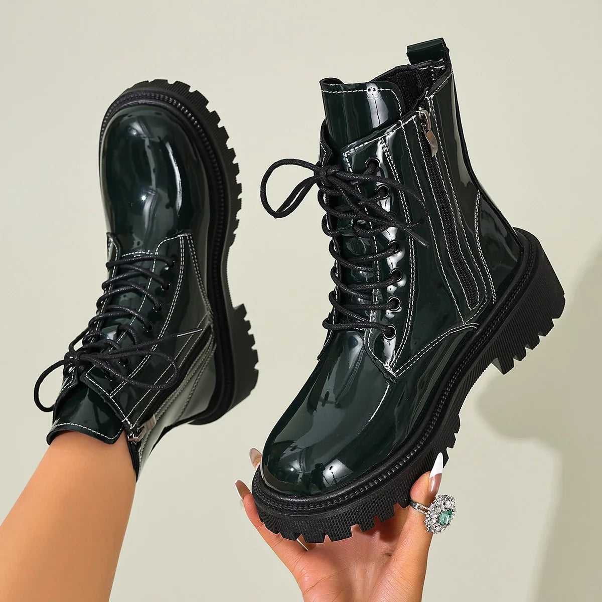 Women's Square Heel Chunky Ankle Boots – Tessalane