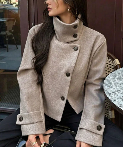 Women's Vintage Stand Collar Wool Coat – Rowena