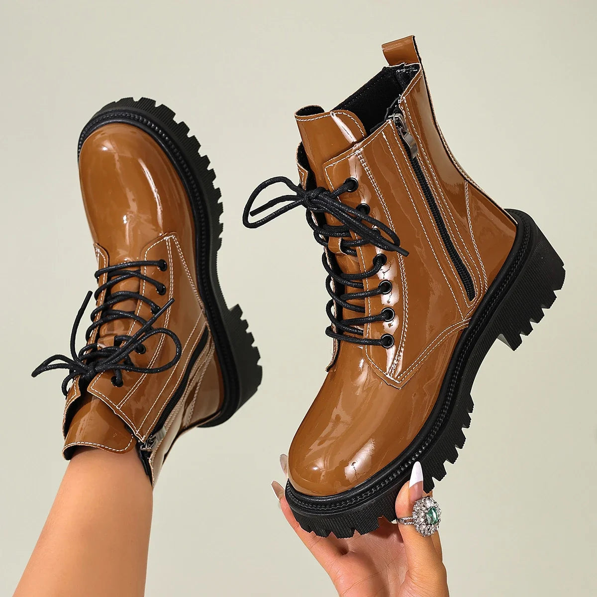 Women's Square Heel Chunky Ankle Boots – Tessalane