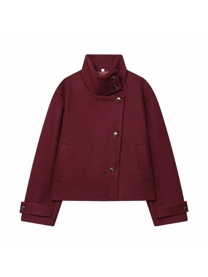 Women's Vintage Stand Collar Wool Coat – Rowena