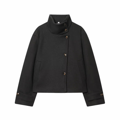 Women's Vintage Stand Collar Wool Coat – Rowena