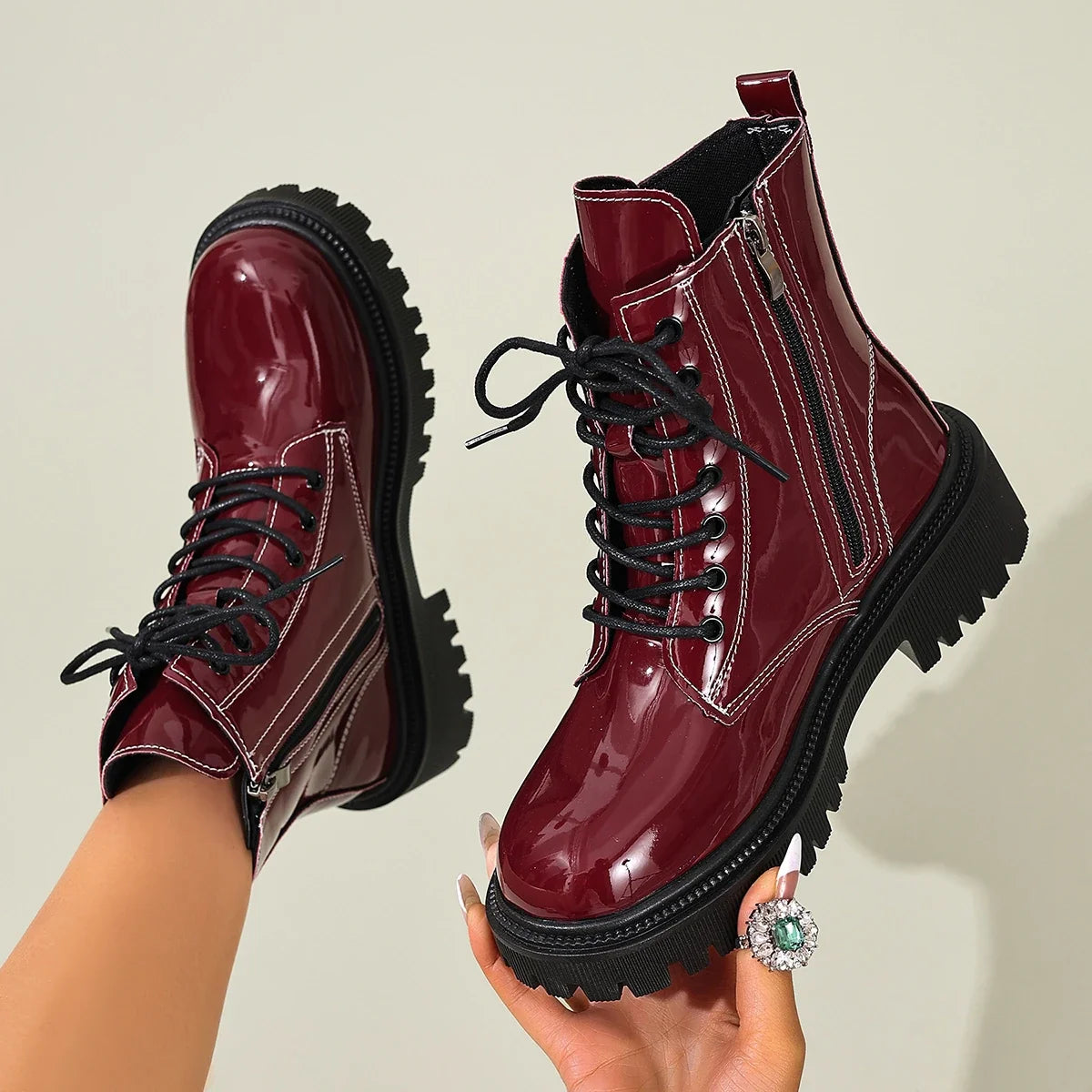 Women's Square Heel Chunky Ankle Boots – Tessalane