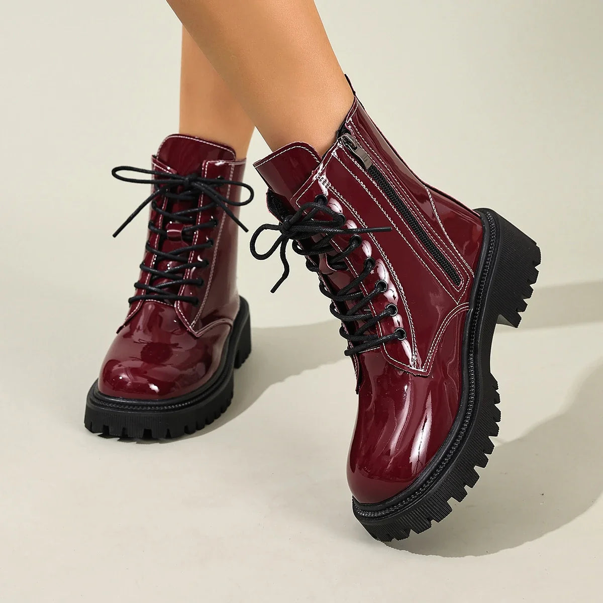 Women's Square Heel Chunky Ankle Boots – Tessalane