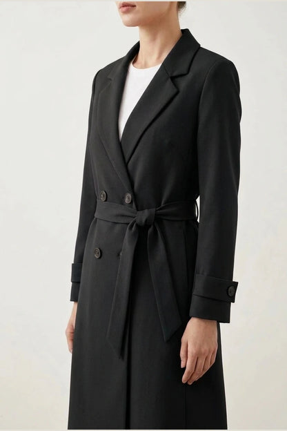 Women's Blazer Coat with Belt and Button Cuff Detail — variant_front