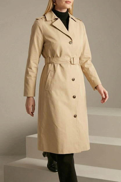 Belted Long Trench Coat With Belt, Long Trench Coat, Belted Coat