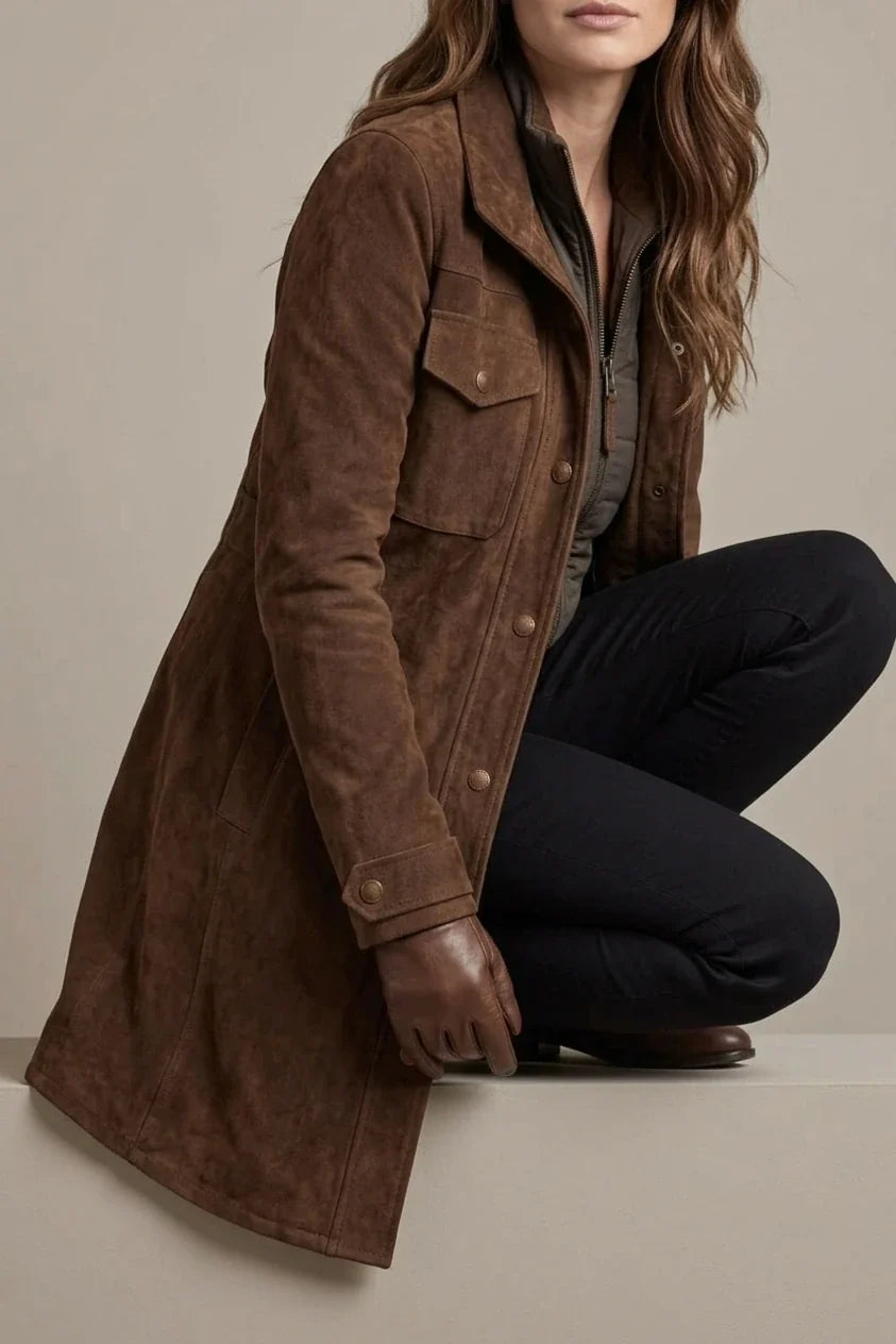 Bellavue – Tailored suede finish – Longline coat — variant_front