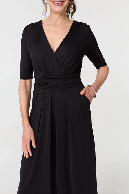 1/2 Sleeve Wrap Waist Wide Leg Jumpsuit