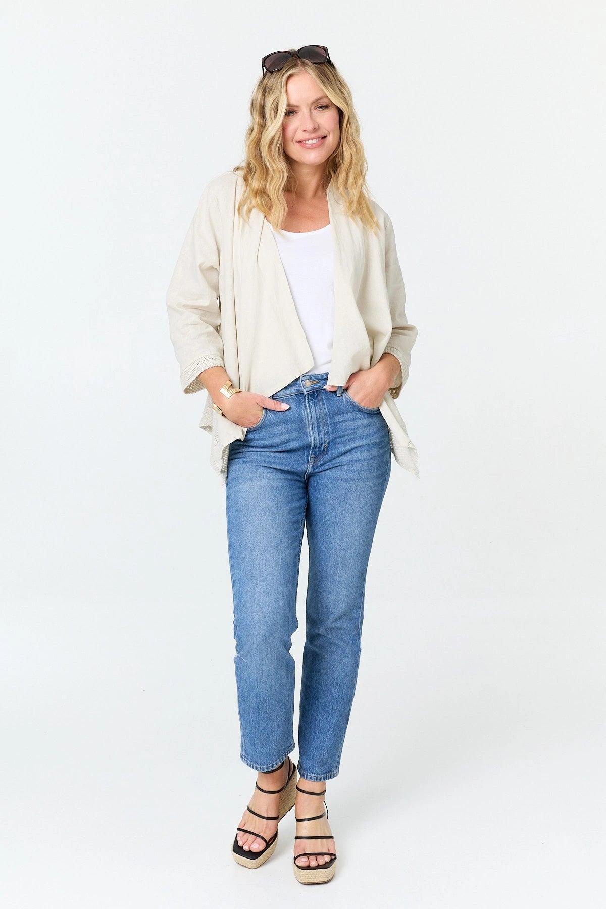 3/4 Sleeve Relaxed Waterfall Cardigan