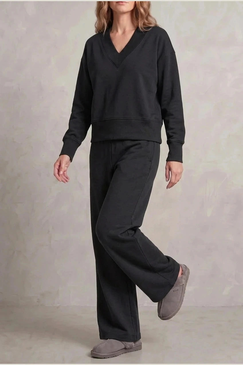 Relaxed Fit V Neck Sweat Top and Allia Wide Leg Lounge Set