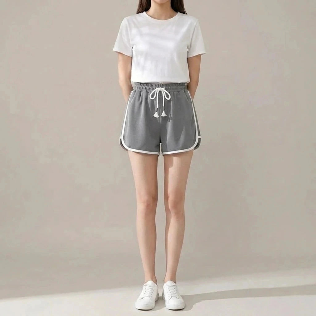 Drawstring Striped High Waist Sport Shorts