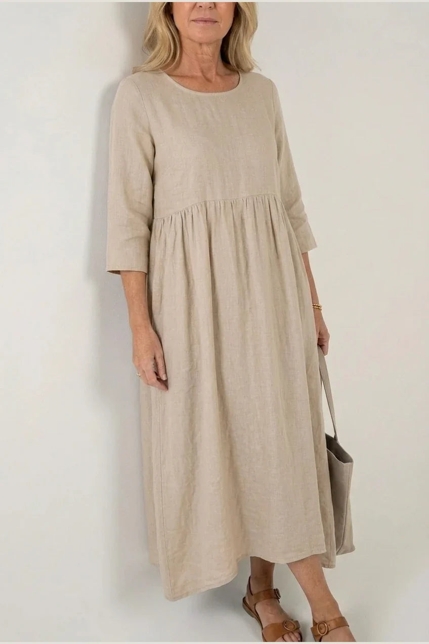 Beatrice | Three Quarter Sleeve Midi Dress — variant_front