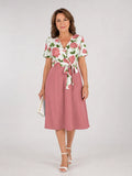 Admen | Floral Tie Waist Midi Dress