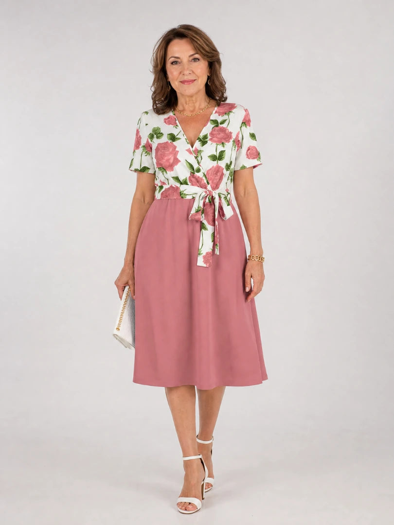 Admen | Floral Tie Waist Midi Dress