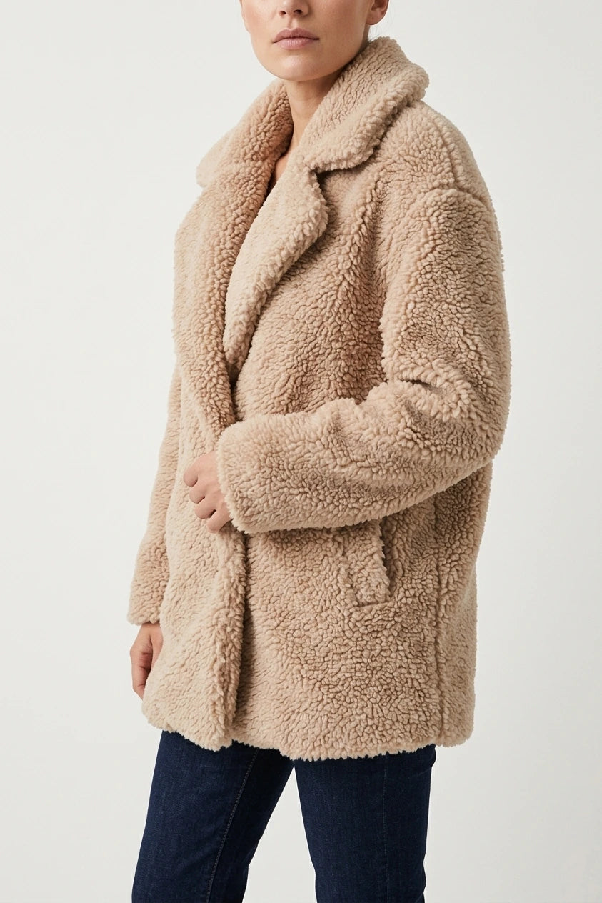 Cosy Oversized Teddy Coat with Wide Lapels — variant_front
