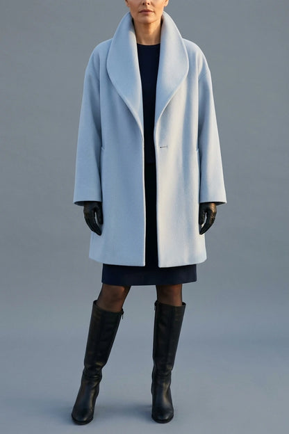 Women's Oversized Collar Coat Hip-Length Long Sleeve — variant_front