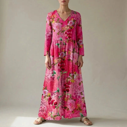 Floral V-Neck Lightweight Day Maxi Dress
