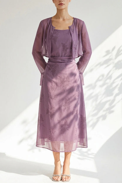 Purple Floral Ruched Slip Midi Dress — variant_front
