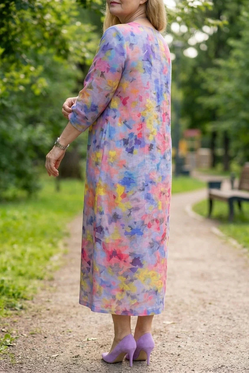 Benson | Abstract Floral Midi Dress — variant_front