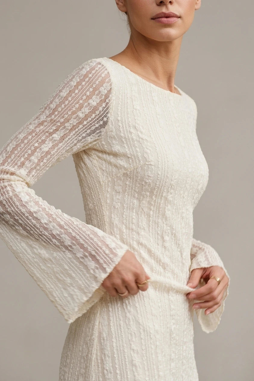 Apricot Lace Bell Sleeve Mini Dress — variant_front