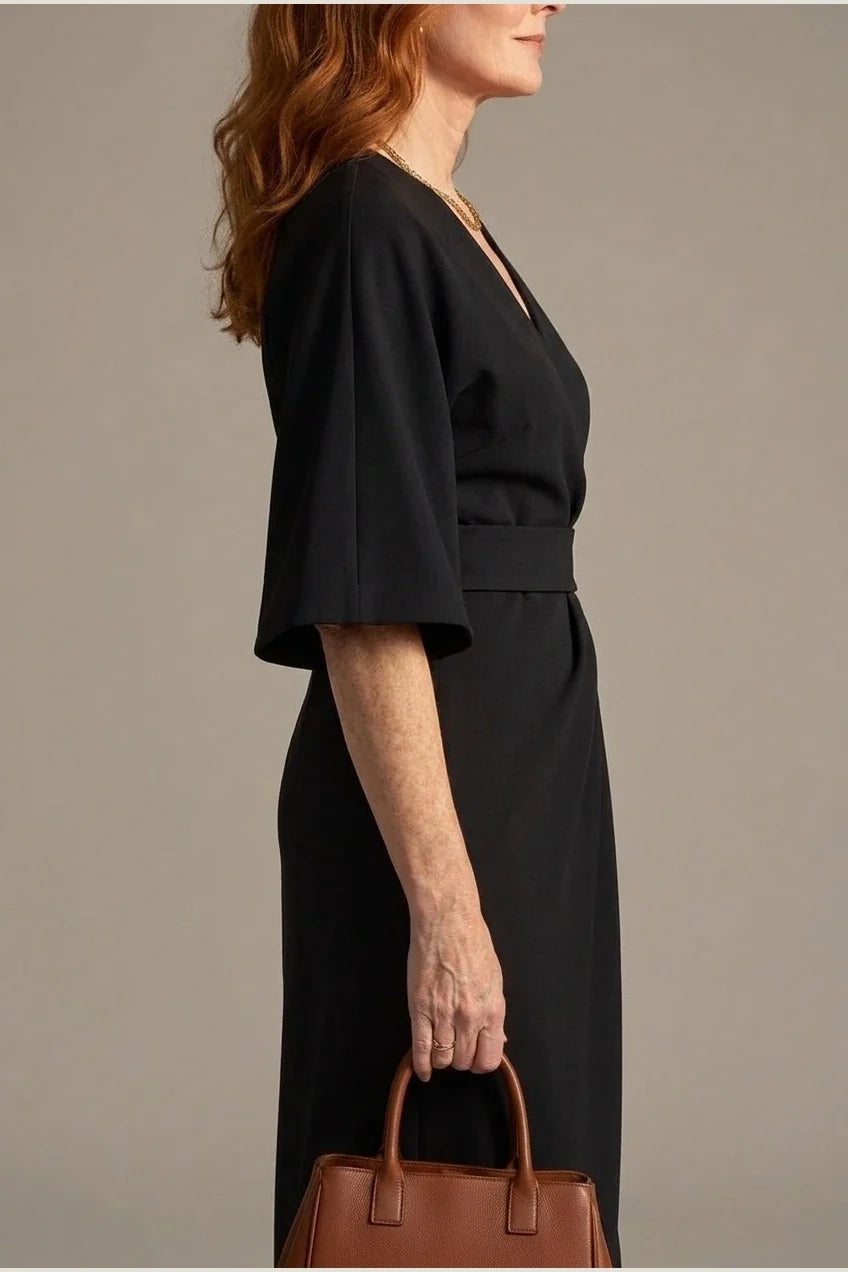 Beryl | Sculpted Waist Panel Midi Dress — variant_front