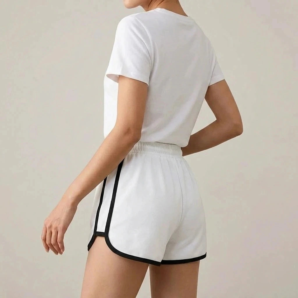 Drawstring Striped High Waist Sport Shorts