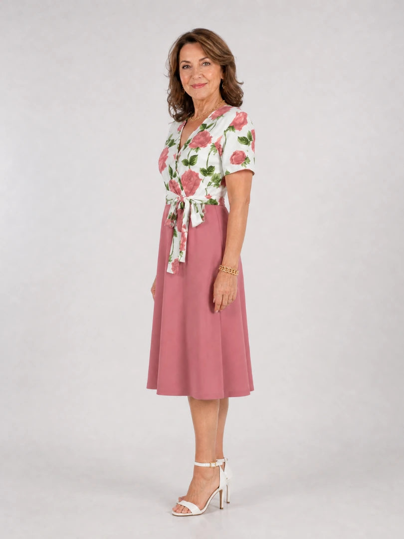 Admen | Floral Tie Waist Midi Dress