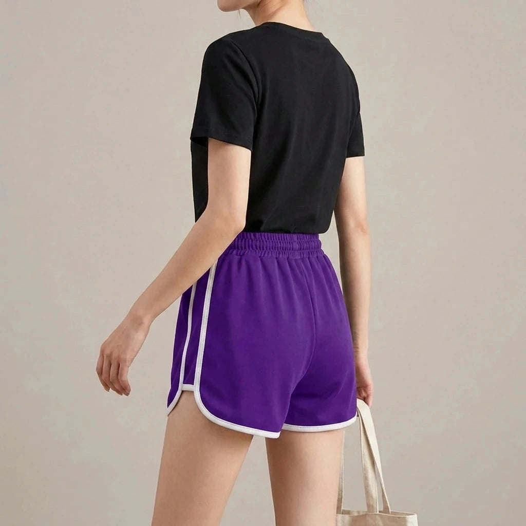 Drawstring Striped High Waist Sport Shorts