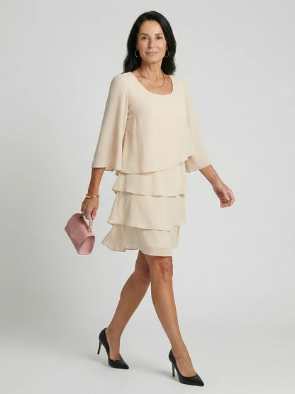 Della | Layered Flare Sleeve Knee Length Dress