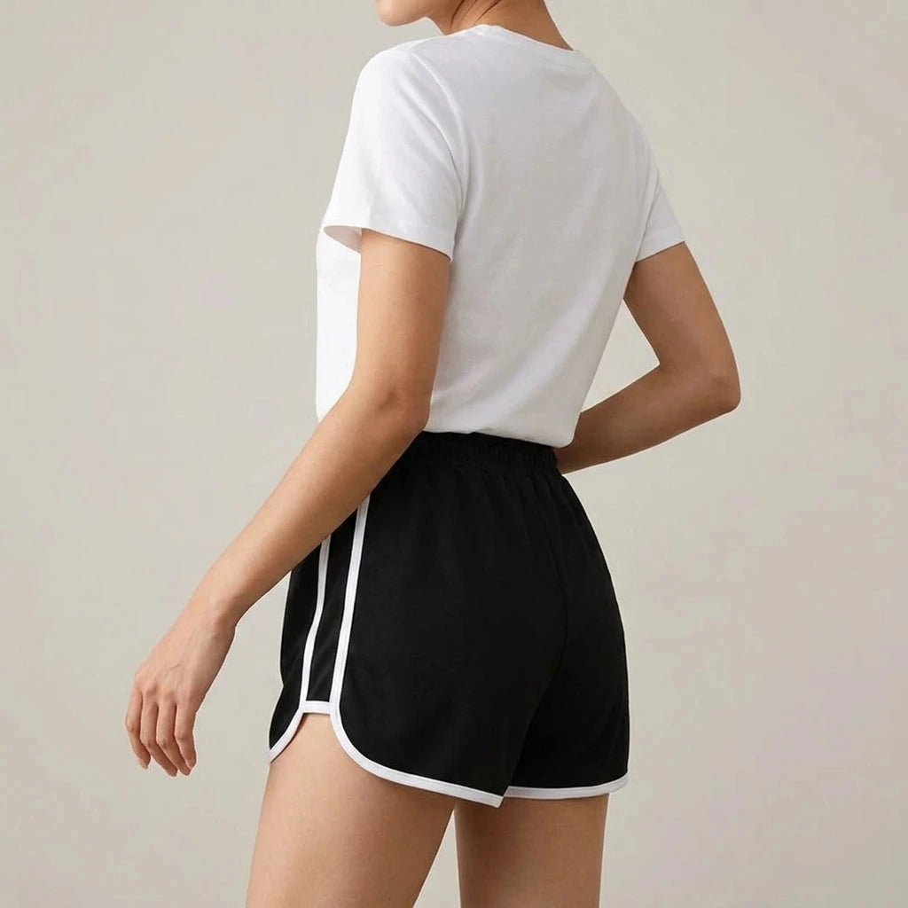 Drawstring Striped High Waist Sport Shorts