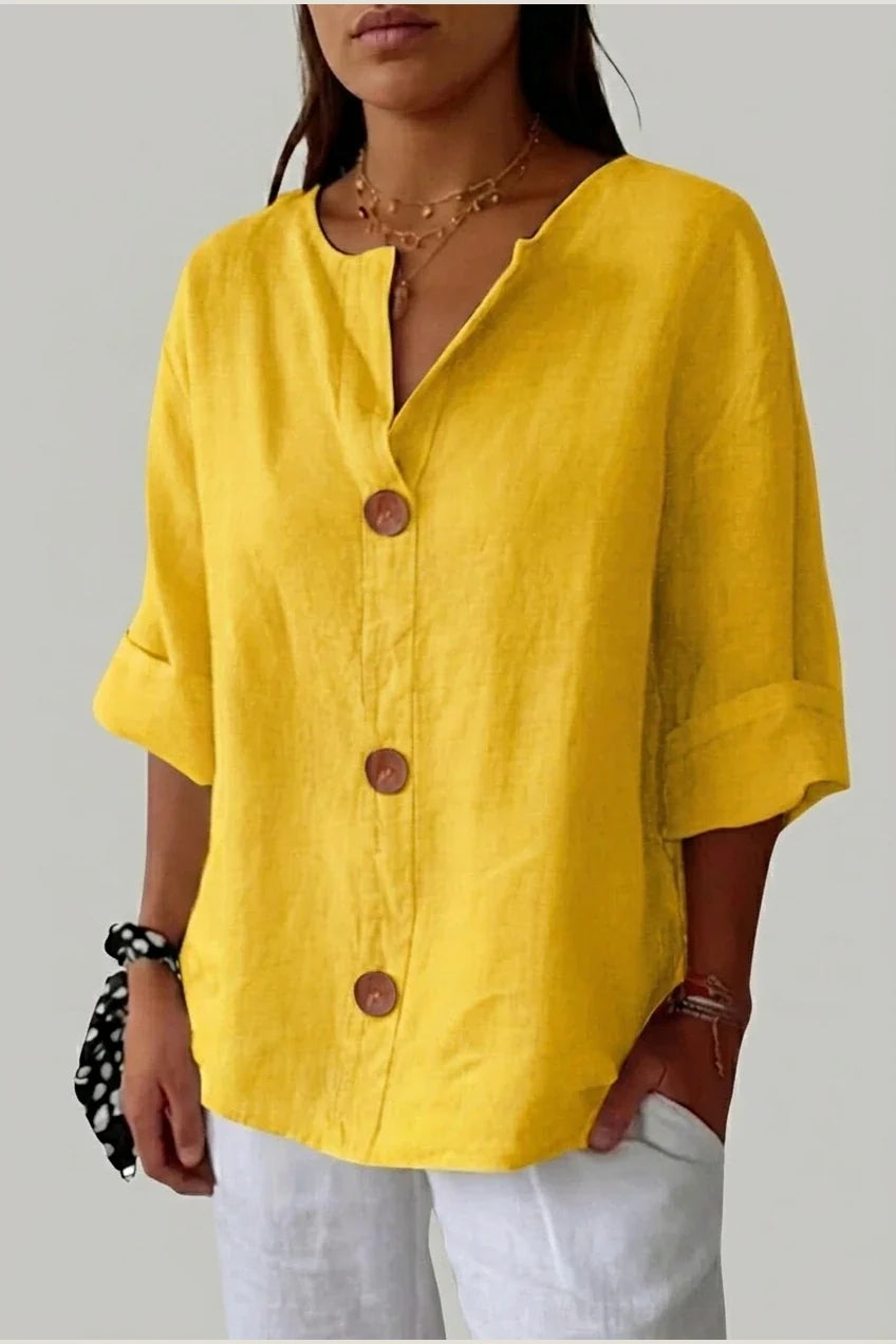 Polyester Relaxed Fit Blouse Button Front Tunic — variant_front