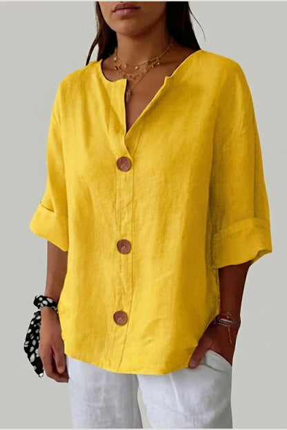 Polyester Relaxed Fit Blouse Button Front Tunic — variant_front