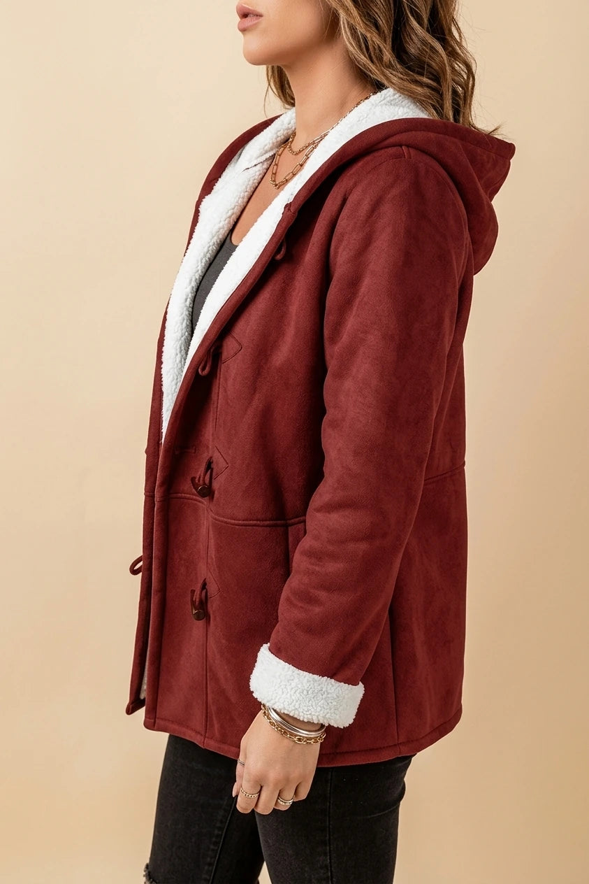 Cosy Hooded Sherpa Lined Jacket with Toggle Closure — variant_front