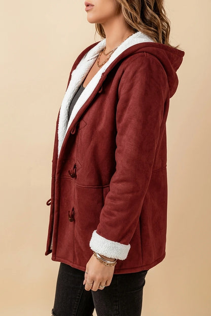 Cosy Hooded Sherpa Lined Jacket with Toggle Closure — variant_front