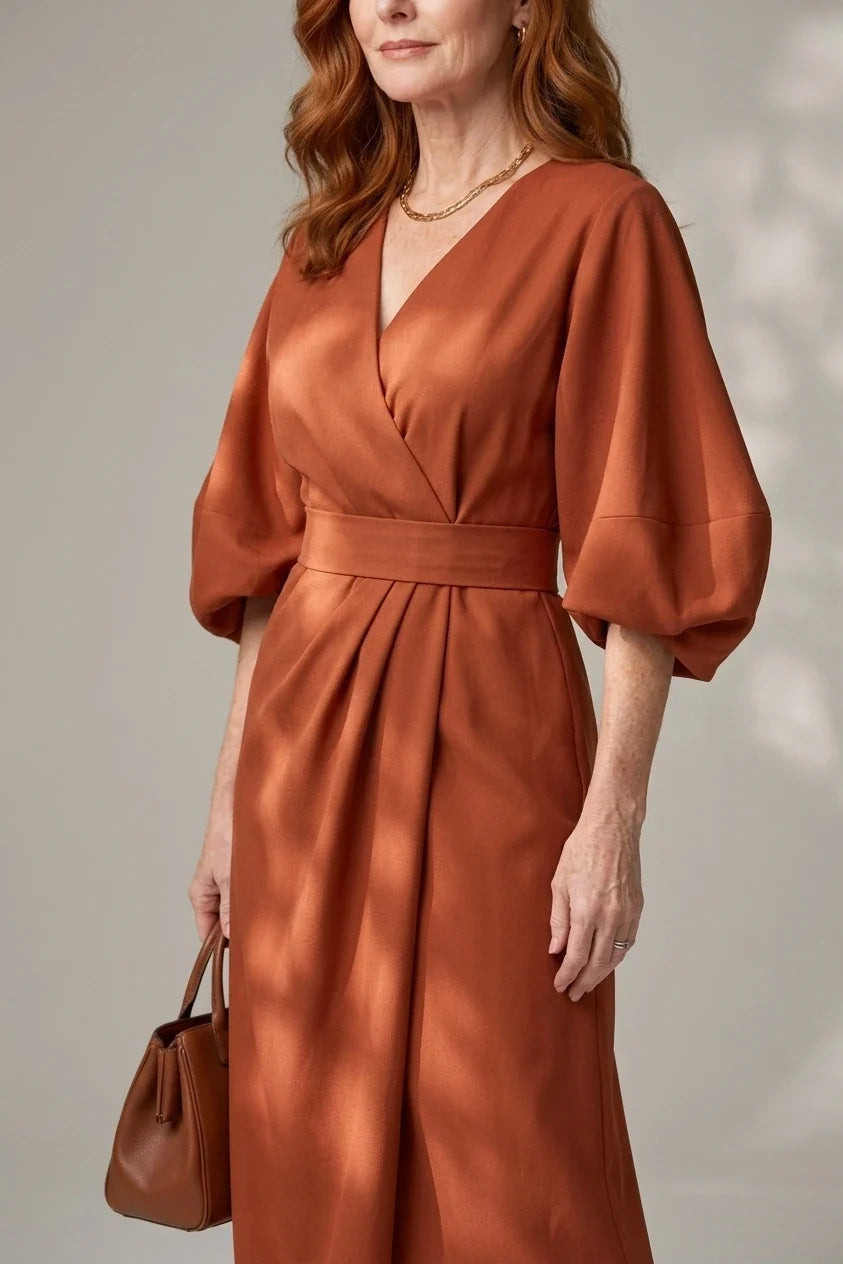 Beryl | Sculpted Waist Panel Midi Dress — variant_front