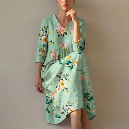 Floral V-Neck Lightweight Day Maxi Dress