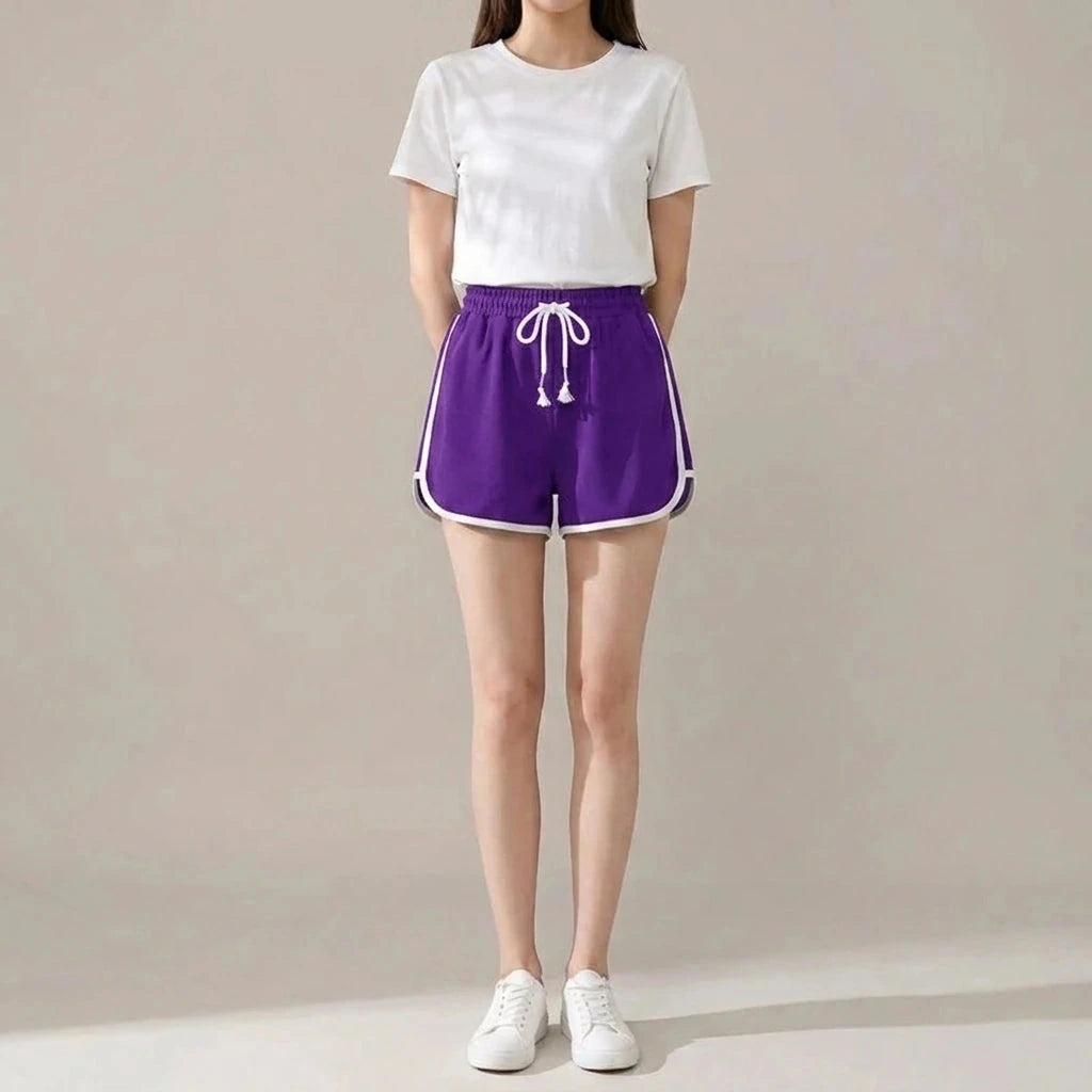 Drawstring Striped High Waist Sport Shorts