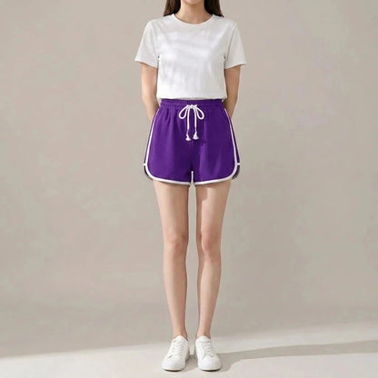 Drawstring Striped High Waist Sport Shorts