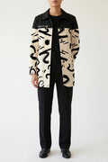 Printed Shacket with Contrast Collar & Zip Chest Pocket