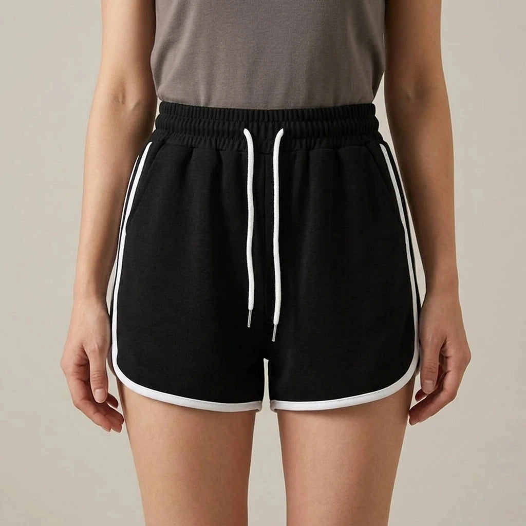 Drawstring Striped High Waist Sport Shorts