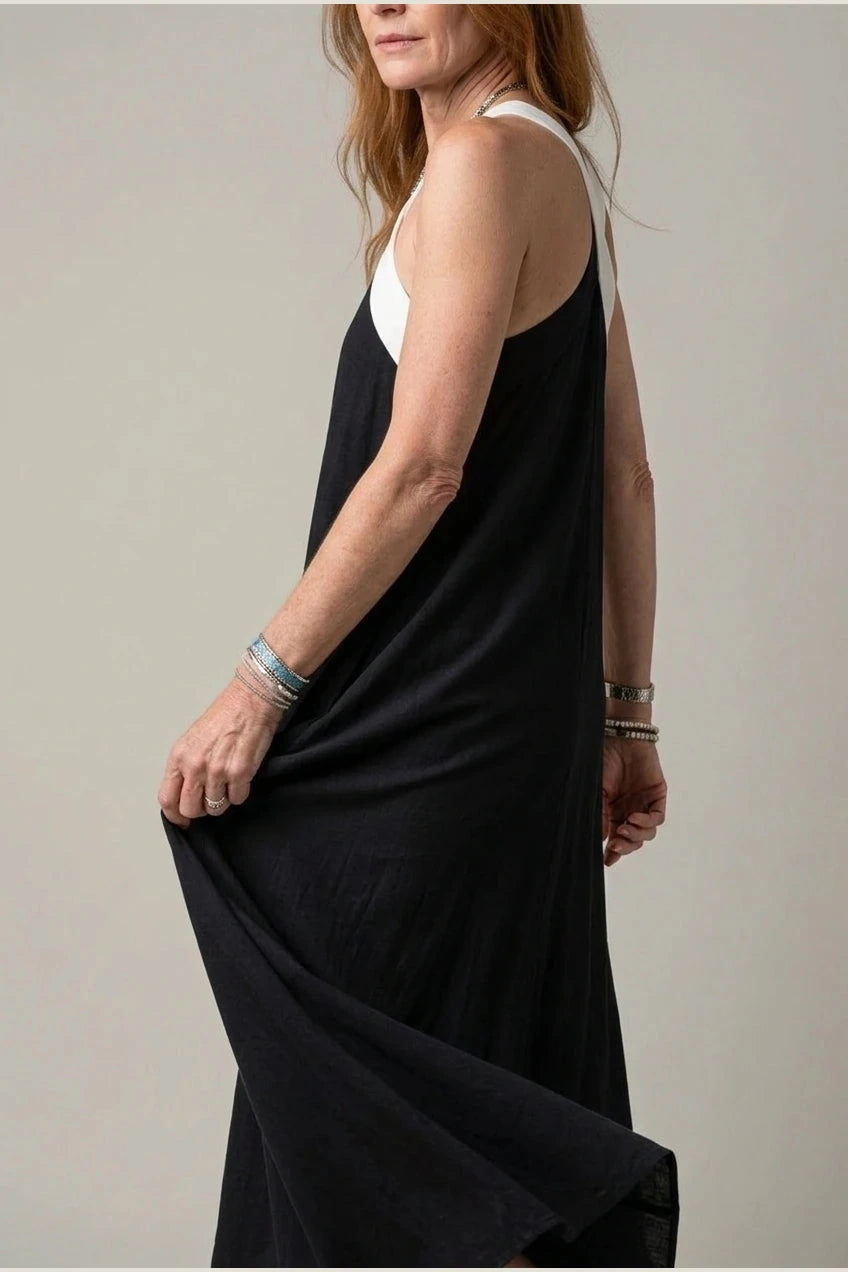Crisscross Halter Neck Contrast Strap Sleeveless Maxi Dresses