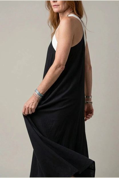 Crisscross Halter Neck Contrast Strap Sleeveless Maxi Dresses