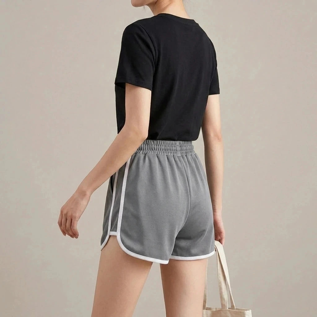 Drawstring Striped High Waist Sport Shorts