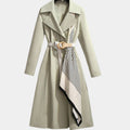 Women's Belted Trench Coat Midi Length Turndown Collar