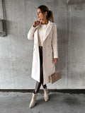 Women's Double-Breasted Longline Coat with Gold Buttons