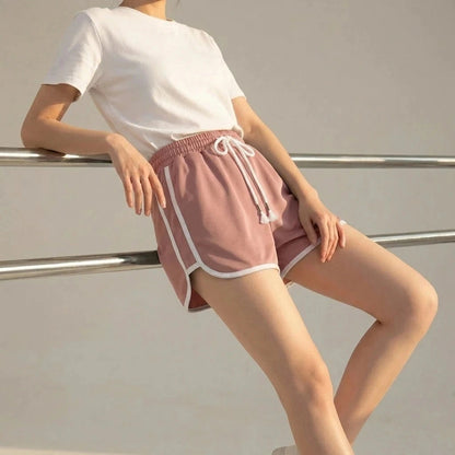Drawstring Striped High Waist Sport Shorts