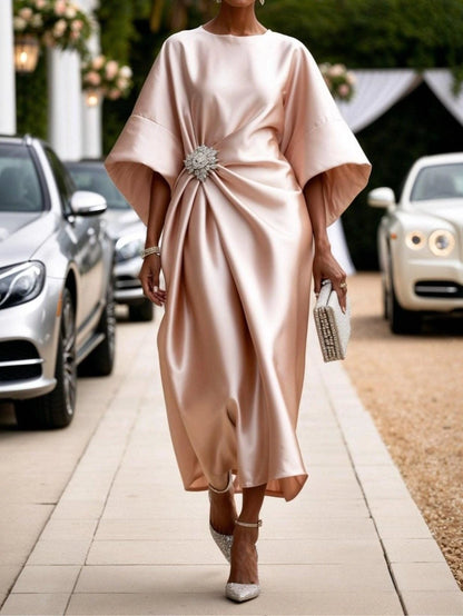 A-Line Maxi Dress with Boat Neck for Women