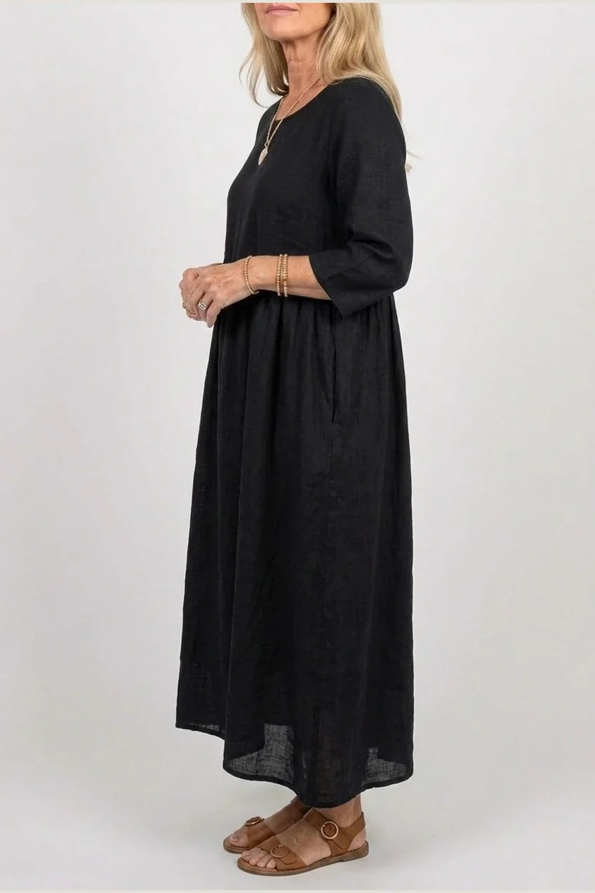 Beatrice | Three Quarter Sleeve Midi Dress — variant_front