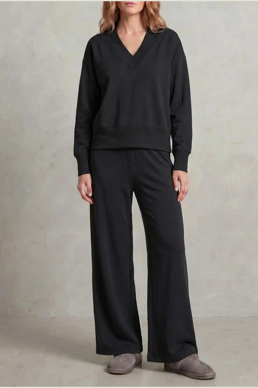 Relaxed Fit V Neck Sweat Top and Allia Wide Leg Lounge Set