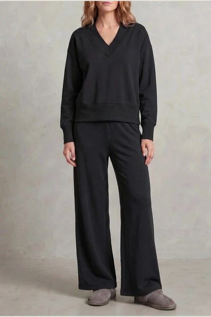 Relaxed Fit V Neck Sweat Top and Allia Wide Leg Lounge Set